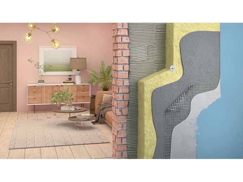 Az üvegszövet háló felhelyezése kihagyhatatlan lépés szigeteléskor Az üvegszövet háló felhelyezése kihagyhatatlan lépés szigeteléskor. A képen a külső szigetelés rétegei láthatók.