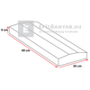 Leier lábazati kúpos fedlap finomszórt szürke 20x49x4 cm Leier lábazati kúpos fedlap finomszórt szürke 20x49x4 cm
