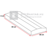 Leier lábazati kúpos fedlap finomszórt szürke 20x49x4 cm Leier lábazati kúpos fedlap finomszórt szürke 20x49x4 cm