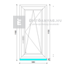 EkoSun 70 C 2r  üv  BNY 60x120 cm jobb fehér egyszárnyú ablak