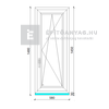 EkoSun 70 C 2r  üv  BNY 60x150 cm jobb fehér egyszárnyú ablak