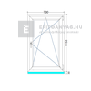 EkoSun 70 CL 3r üv BNY 75x120 cm jobb fehér egyszárnyú ablak
