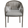 L-YO Peacock rattan étkezőszék, 56,5x61,5x77 cm, párnával, taupe