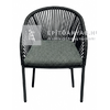 L-YO Peacock rattan étkezőszék, 56,5x61,5x77 cm, párnával, szürke