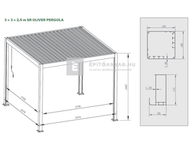 Sunrite Oliver pergola, átalakító konzollal 3x3 m, fekete Sunrite Oliver pergola, átalakító konzollal 3x3 m, fekete