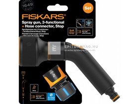 Fiskars Comfort locsolópisztoly, 3 funkciós + CF tömlőcsatlakozó 13-15mm, STOP Fiskars Comfort locsolópisztoly, 3 funkciós + CF tömlőcsatlakozó 13-15mm, STOP