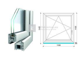 Königablak Veka 70 AD 2r üv BNY 120x120 cm bal fehér ablak Königablak Veka 70 AD 2r üv BNY 120x120 cm bal fehér ablak