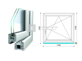 Königablak Veka 70 AD 2r üv BNY 120x120 cm jobb fehér ablak Königablak Veka 70 AD 2r üv BNY 120x120 cm jobb fehér ablak