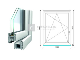 Königablak Veka 70 AD 2r üv BNY 120x150 cm bal fehér ablak Königablak Veka 70 AD 2r üv BNY 120x150 cm bal fehér ablak