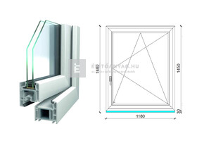 Königablak Veka 70 AD 2r üv BNY 120x150 cm jobb fehér ablak