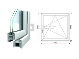 Königablak Veka 70 AD 2r üv BNY 150x150 cm jobb fehér ablak