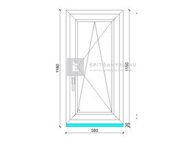 Königablak Veka 70 AD 2r üv BNY 60x120 cm jobb fehér ablak