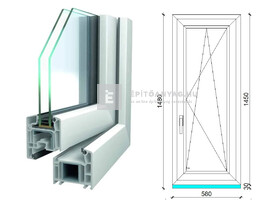 Königablak Veka 70 AD 2r üv BNY 60x150 cm jobb fehér ablak