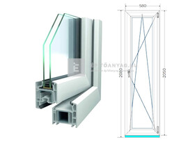 Königablak Veka 70 AD 2r üv BNY 60x210 cm jobb fehér ablak