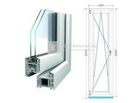 Königablak Veka 70 AD 2r üv BNY 60x210 cm bal fehér ablak