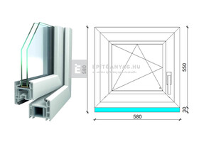 Königablak Veka 70 AD 2r üv BNY 60x60 cm bal fehér ablak Königablak Veka 70 AD 2r üv BNY 60x60 cm bal fehér ablak
