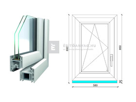 Königablak Veka 70 AD 2r üv BNY 60x90 cm bal fehér ablak Königablak Veka 70 AD 2r üv BNY 60x90 cm bal fehér ablak
