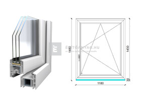 Königablak Veka 70 AD 3r üv BNY 120x150 cm jobb fehér ablak