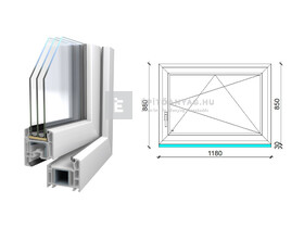 Königablak Veka 70 AD 3r üv BNY 120x90 cm jobb fehér ablak