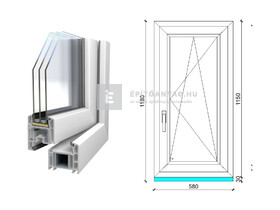 Königablak Veka 70 AD 3r üv BNY 60x120 cm jobb fehér ablak