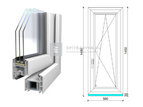 Königablak Veka 70 AD 3r üv BNY 60x150 cm jobb fehér ablak