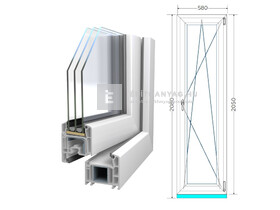 Königablak Veka 70 AD 3r üv BNY 60x210 cm jobb fehér ablak