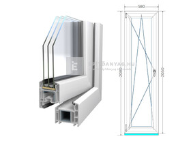 Königablak Veka 70 AD 3r üv BNY 60x210 cm bal fehér ablak