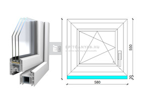 Königablak Veka 70 AD 3r üv BNY 60x60 cm bal fehér ablak Königablak Veka 70 AD 3r üv BNY 60x60 cm bal fehér ablak