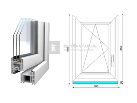 Königablak Veka 70 AD 3r üv BNY 60x90 cm bal fehér ablak Königablak Veka 70 AD 3r üv BNY 60x90 cm bal fehér ablak