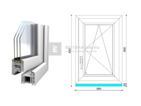 Königablak Veka 70 AD 3r üv BNY 60x90 cm jobb fehér ablak Königablak Veka 70 AD 3r üv BNY 60x90 cm jobb fehér ablak