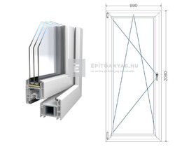 Königablak Veka 70 AD 3r üv BNY 90x210 cm bal fehér erkélyajtó