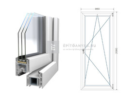 Königablak Veka 70 AD 3r üv BNY 90x210 cm jobb fehér erkélyajtó Königablak Veka 70 AD 3r üv BNY 90x210 cm jobb fehér erkélyajtó