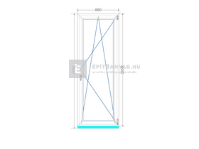 Königablak Veka 70 AD 3r üv BNY 90x240 cm jobb fehér erkélyajtó