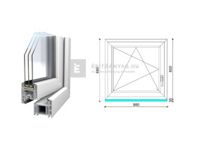 Königablak Veka 70 AD 3r üv BNY 90x90 cm bal fehér ablak Königablak Veka 70 AD 3r üv BNY 90x90 cm bal fehér ablak