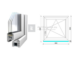 Königablak Veka 70 AD 3r üv BNY 90x90 cm jobb fehér ablak Königablak Veka 70 AD 3r üv BNY 90x90 cm jobb fehér ablak