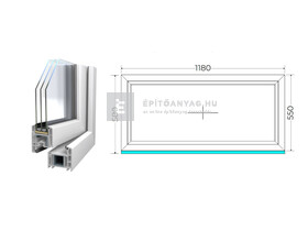 120x60 cm, fix, fehér, háromrétegű üvegezésű Königablak Veka 70 AD műanyag ablak 120x60 cm, fix, fehér, háromrétegű üvegezésű Königablak Veka 70 AD műanyag ablak