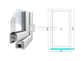 Königablak Veka 70 AD 3r üv FIX 60x120 cm fehér ablak