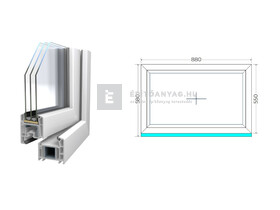 90x60 cm, fix, fehér, háromrétegű üvegezésű Königablak Veka 70 AD műanyag ablak