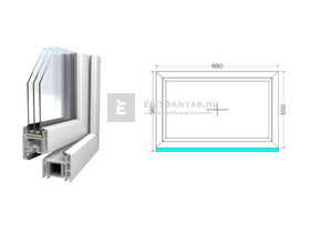 90x60 cm, fix, fehér, háromrétegű üvegezésű Königablak Veka 70 AD műanyag ablak 90x60 cm, fix, fehér, háromrétegű üvegezésű Königablak Veka 70 AD műanyag ablak