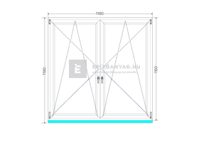 Königablak Veka 70 AD 2r üv BNY-BNY 120x120 cm fehér kétszárnyú tokosztott ablak