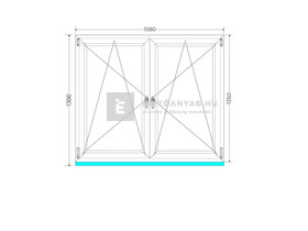 Königablak Veka 70 AD 2r üv BNY-BNY 160x140 cm fehér kétszárnyú tokosztott ablak