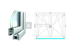 Königablak Veka 70 AD 2r üv BNY-BNY 160x140 cm fehér kétszárnyú tokosztott ablak