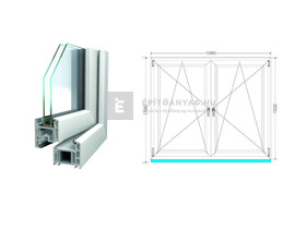 Königablak Veka 70 AD 2r üv BNY-BNY 160x140 cm fehér kétszárnyú tokosztott ablak Königablak Veka 70 AD 2r üv BNY-BNY 160x140 cm fehér kétszárnyú tokosztott ablak