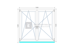 Königablak Veka 70 AD 2r üv BNY-BNY 160x150 cm fehér kétszárnyú tokosztott ablak