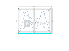 Königablak Veka 70 AD 2r üv BNY-BNY 170x135 cm fehér kétszárnyú tokosztott ablak