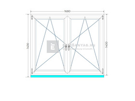 Königablak Veka 70 AD 2r üv BNY-BNY 170x145 cm fehér kétszárnyú tokosztott ablak