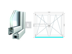Königablak Veka 70 AD 2r üv BNY-BNY 170x145 cm fehér kétszárnyú tokosztott ablak Königablak Veka 70 AD 2r üv BNY-BNY 170x145 cm fehér kétszárnyú tokosztott ablak