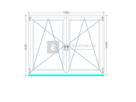 Königablak Veka 70 AD 2r üv BNY-BNY 180x145 cm fehér kétszárnyú tokosztott ablak