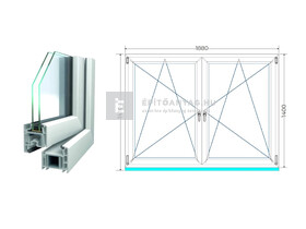 Königablak Veka 70 AD 2r üv BNY-BNY 190x145 cm fehér kétszárnyú tokosztott ablak Königablak Veka 70 AD 2r üv BNY-BNY 190x145 cm fehér kétszárnyú tokosztott ablak