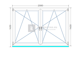 Königablak Veka 70 AD 2r üv BNY-BNY 210x145 cm fehér kétszárnyú tokosztott ablak